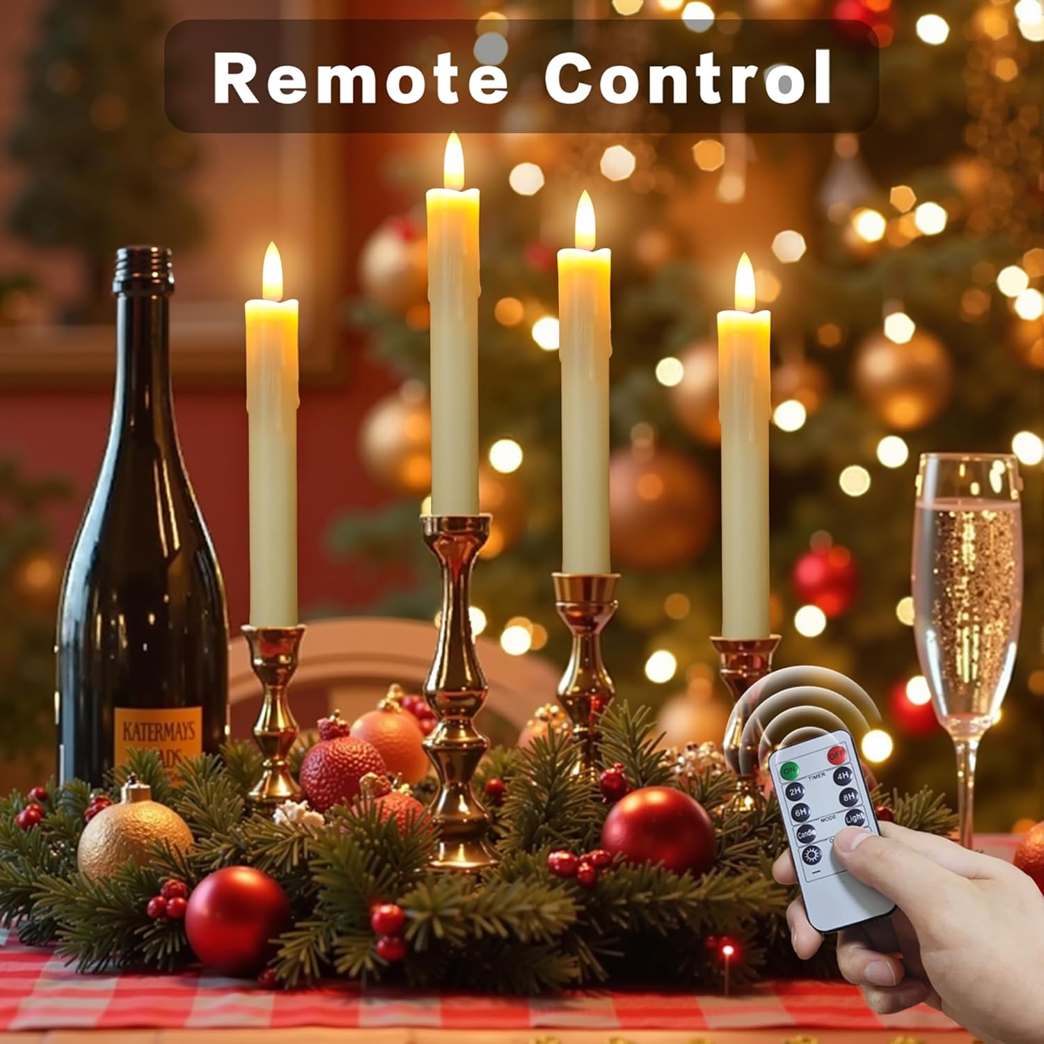 Flameless Taper Candles with Remote, 6.7 Inch Short Taper Candles Battery Operated with Flickering 3D Flame, Led Candle Sticks Safe for Windowsill Wedding Home Christmas Decor, Ivory, Set of 6