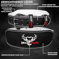 BEAST RAGE Bőr Súlyemelő Öv - 4" Párnázott Edzőtermi Derékszorító Testépítéshez, 10 Állítható Lyukkal, Fekete, S-es Méret 6