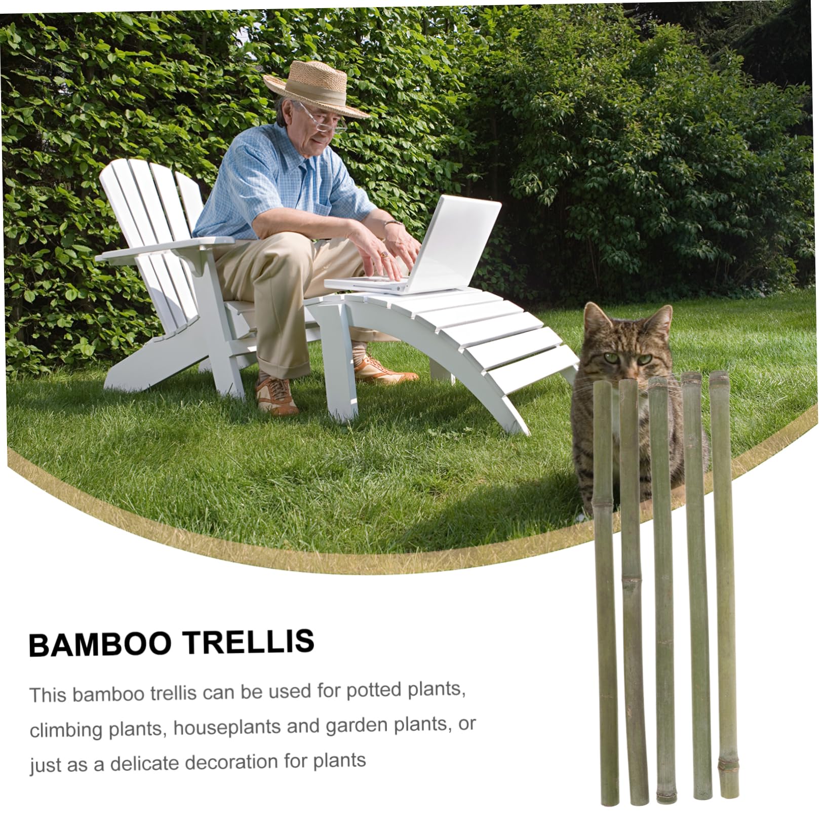 Happyyami 5 Stück Garten Bambuspfähle Bambusstäbe 50cm Bambusrohre als Rankgitter für Kletterpflanzen im Freien Stütze für Gartenpflanzen