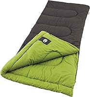 Coleman Duck Harbor Cotton Flannel Sleeping Bag for Adults - 30-50°F Cool Weather, No-Snag Zipper, Easy Roll Pack, Fits Up to 5'11"