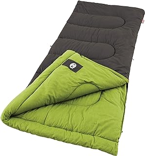 Coleman Duck Harbor Cool-Weather Sleeping Bag, Cotton Flannel Adult Sleeping Bag for 30°F/50°F Nights, Includes Ventilation, No-Snag Zipper, & Packing System; Fits Adults up to 5ft 11in