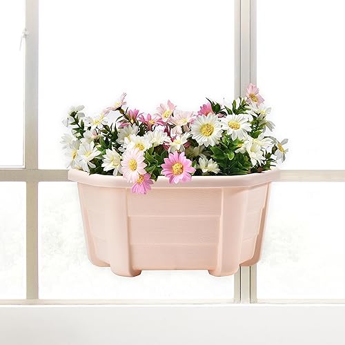 Miniatura 8 de ORIMERC Macetas de madera imitada de 9.8 pulgadas para plantas de interior, macetas colgantes de pared para interiores y exteriores, maceta vertical