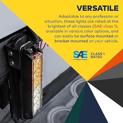 Miniatura 4 de NanoFlare 5.25" 6W Verde ámbar LED intermitente cabeza de luz estroboscópica clase SAE 1 72 modos de flash múltiples unidades sincronizables Montaje