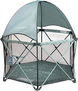 Baby Delight Go with Me Eclipse Deluxe Portable Playard | Playpen | Sun Canopy | Indoor and Outdoor | Ultra Padded Nylon Floor | Green Garden