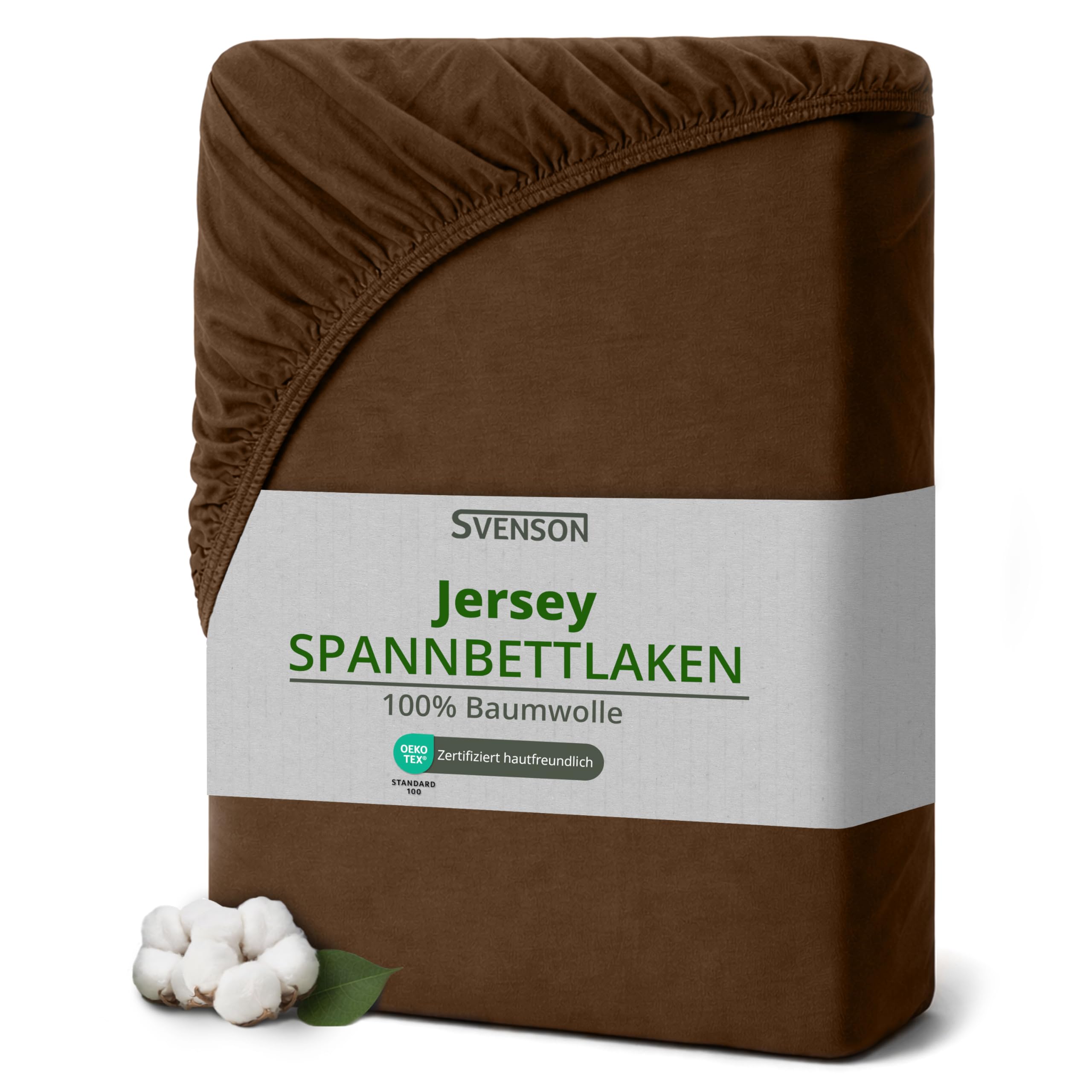 Svenson Jersey-Spannbettlaken aus Baumwolle - weich, elastisch und bequem für den täglichen Gebrauch, 140x200 cm, Türkis