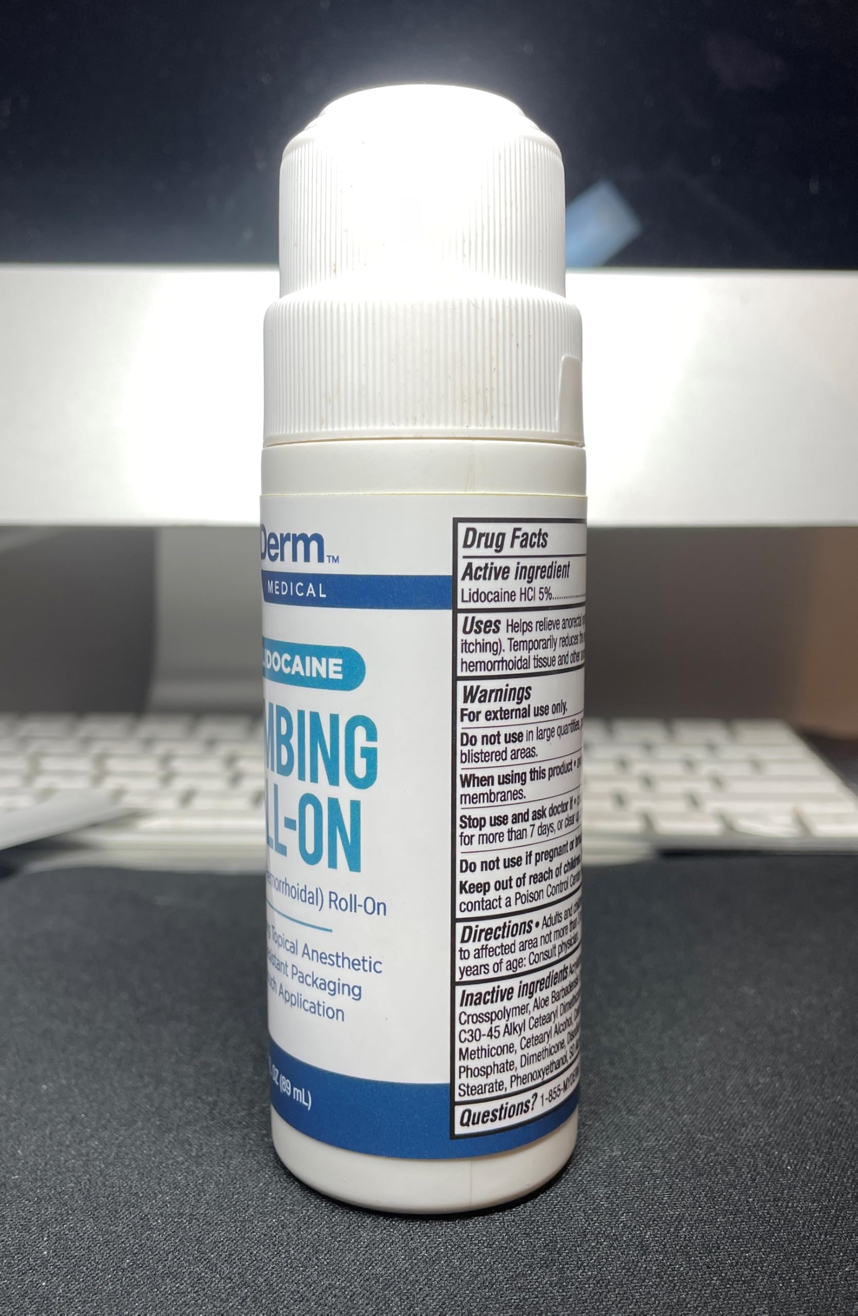 Myderm Medical 5% Lidocaine Numbing Roll On - Pack of 2 - for Minor Aches, Scratches and Hemorrhoidal Discomfort - Made in the USA — Amazon image 8