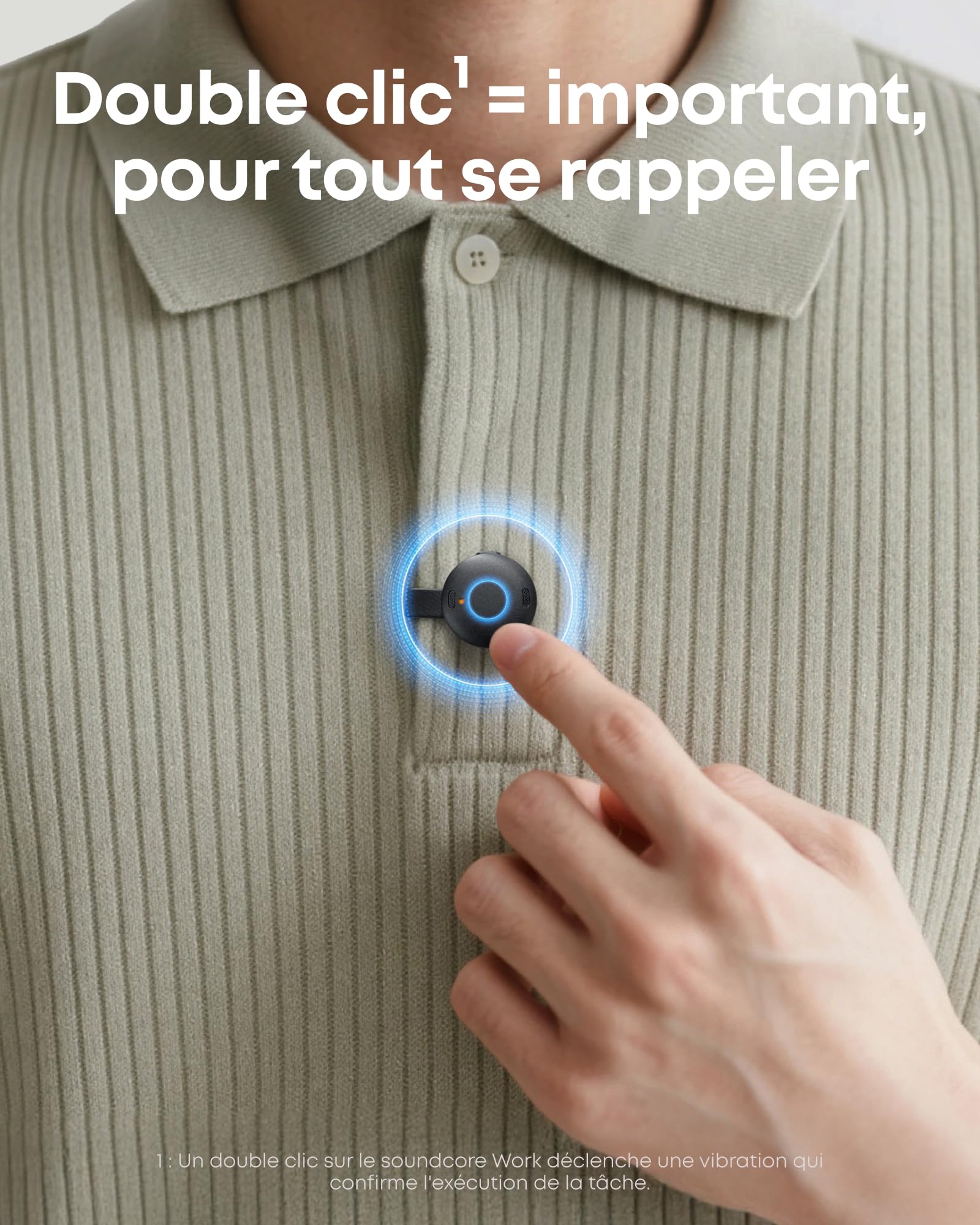 soundcore Work par Anker Enregistreur Vocal Portable IA avec Transcription et Résumés IA, Certifié MFi