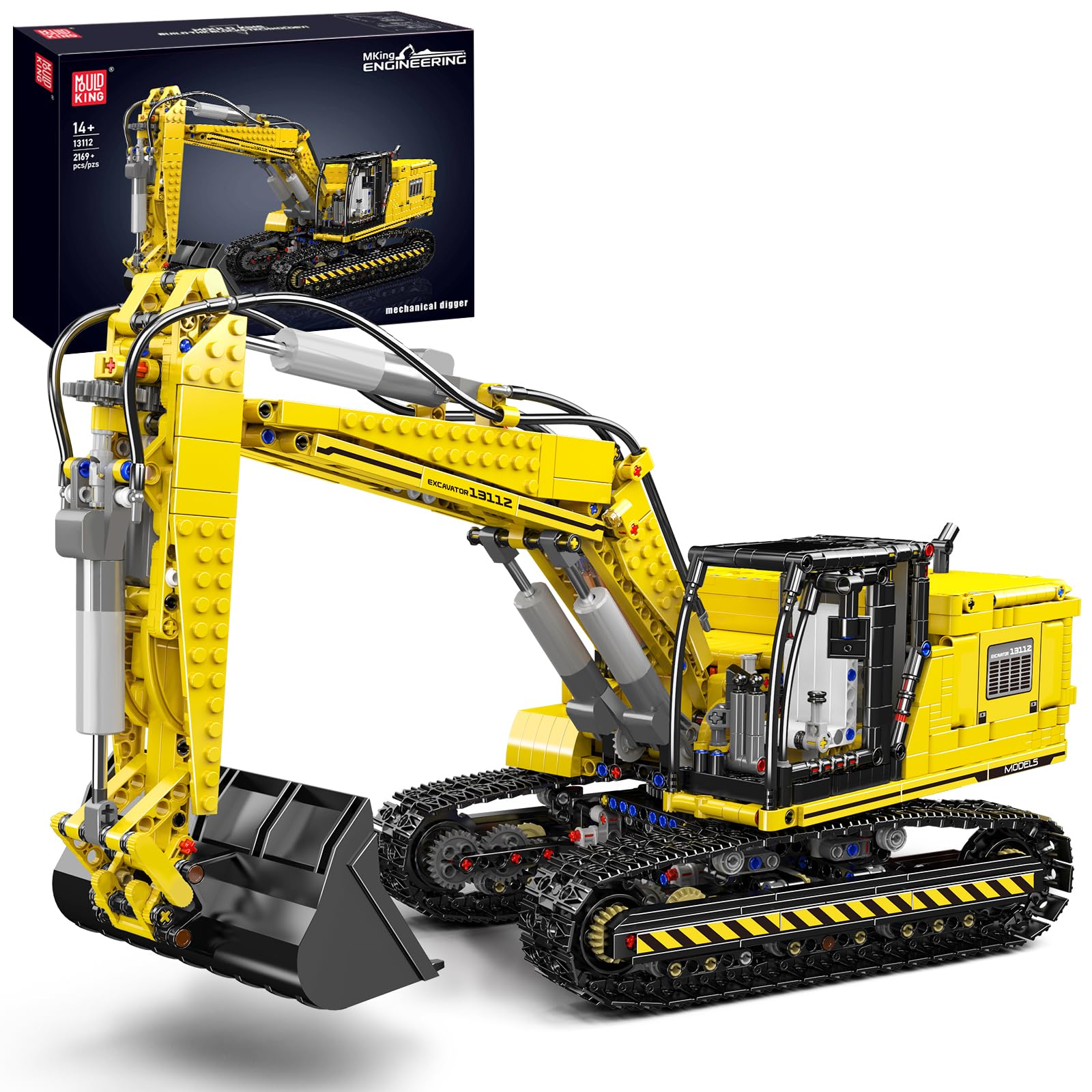 Mould King Excavadora Técnica, Modelo de Excavadora de Orugas Motorizada Controlada por APP, Modelo de Camión Motorizado de Alta Tecnología Bloques de Construcción Set de Construcción para Niños y