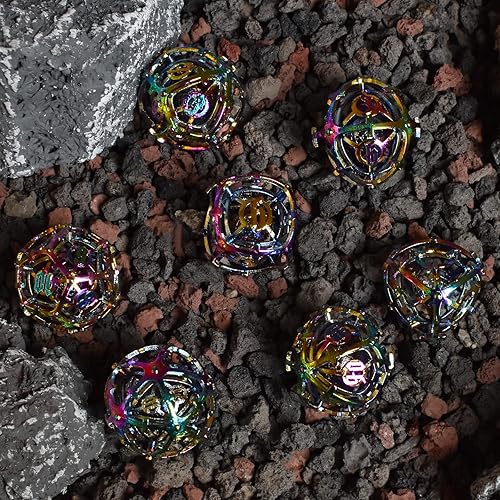 Miniatura 4 de RULE DICE Dados DND de metal musical, juego de 7 dados de metal musical, rodando como si el sonido de campanillas de viento, dados DND hechos a mano