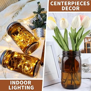 Amber 1000 ml (32 oz) Wide Mouth Mason Jars with Lids for Canning