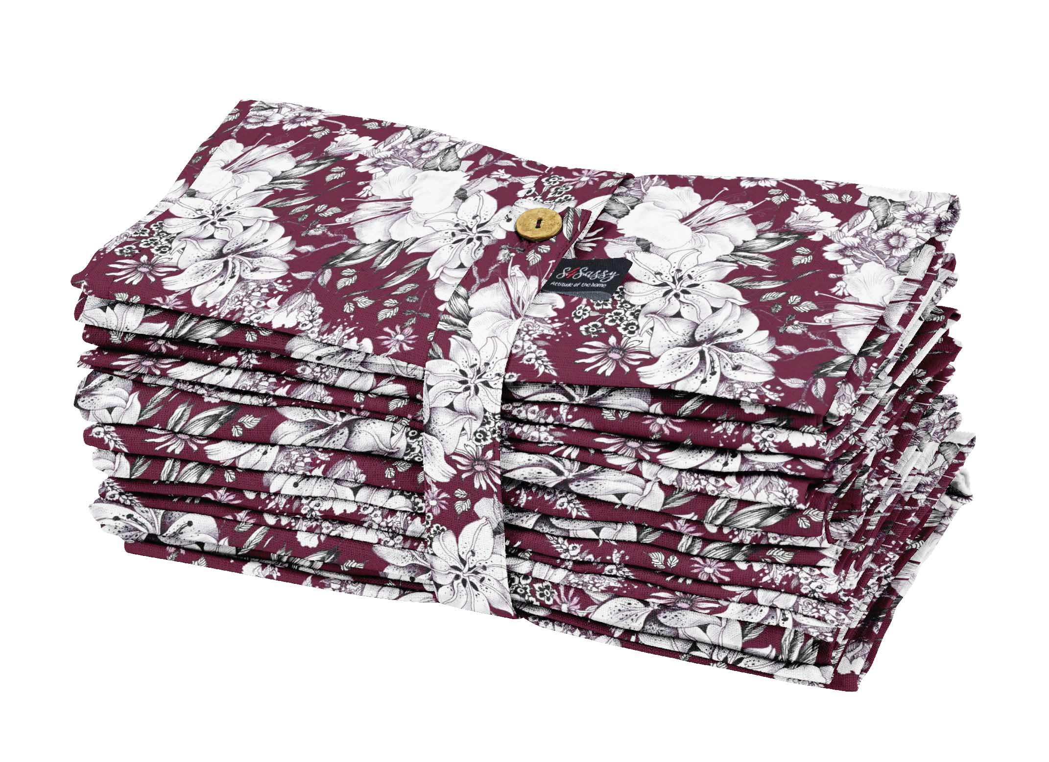 Serviettes en coton flex violet floral lavables pour protéger vos tables avec élégance