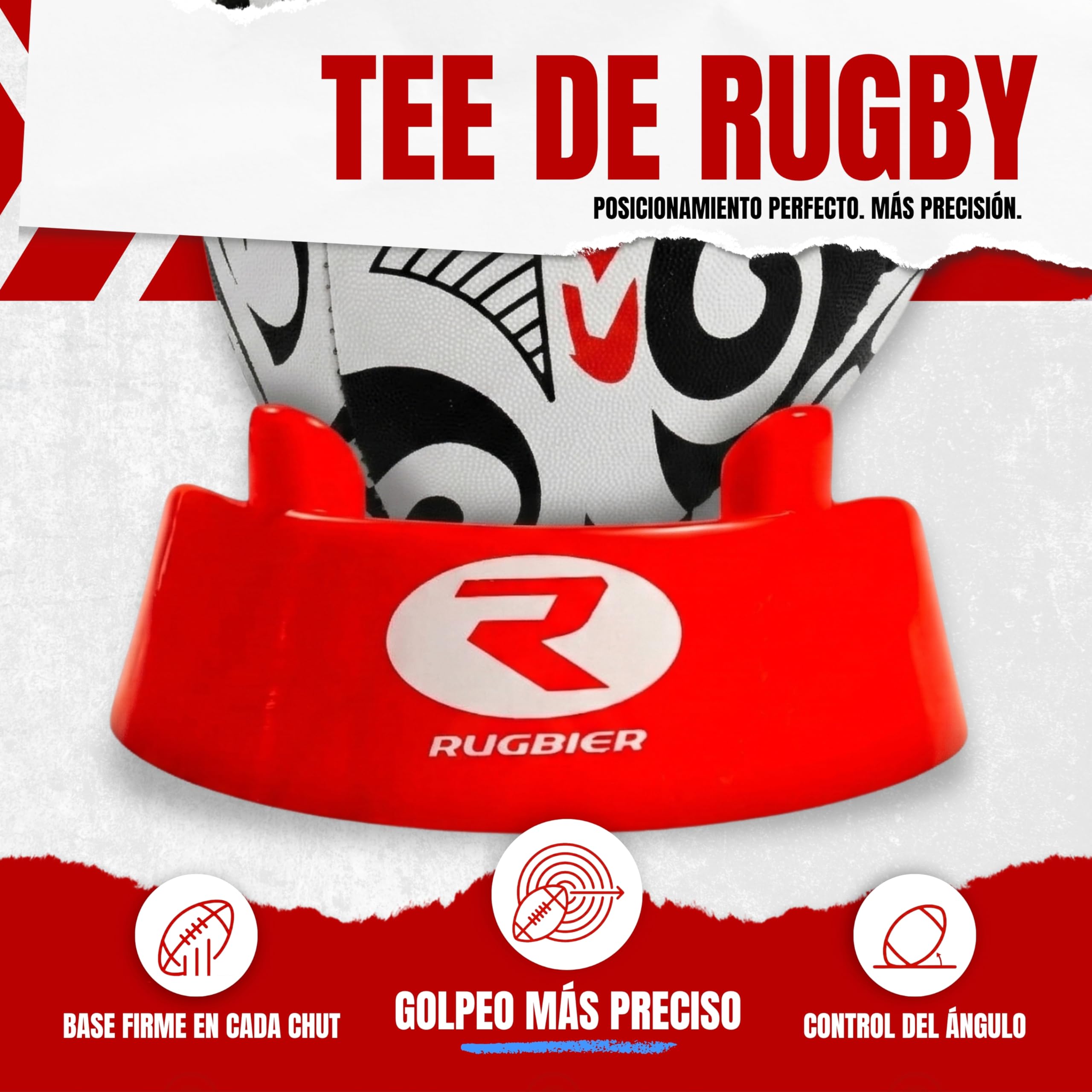 tee de Rugby Profesional Standard – Kicking tee para Patadas, Conversiones y Entrenamiento – Soporte Balón Rugby Alta Estabilidad – Accesorio Rugby Competición – Color Rojo