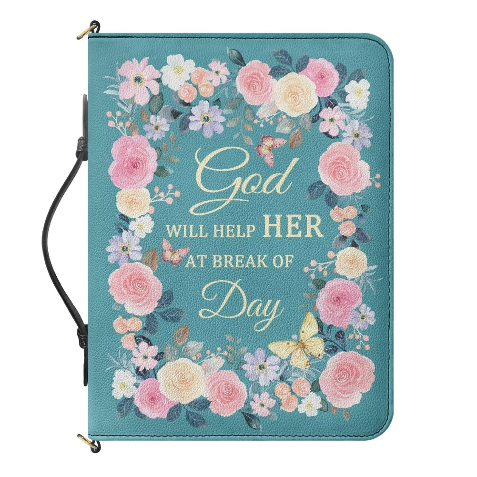 Urndoeng Bible Cover for Women,Girls Bible Carrying Book Case with Multi-Pockets,Shoulder Strap Chic Christian Gifts Floral Print Green Size M — image 1