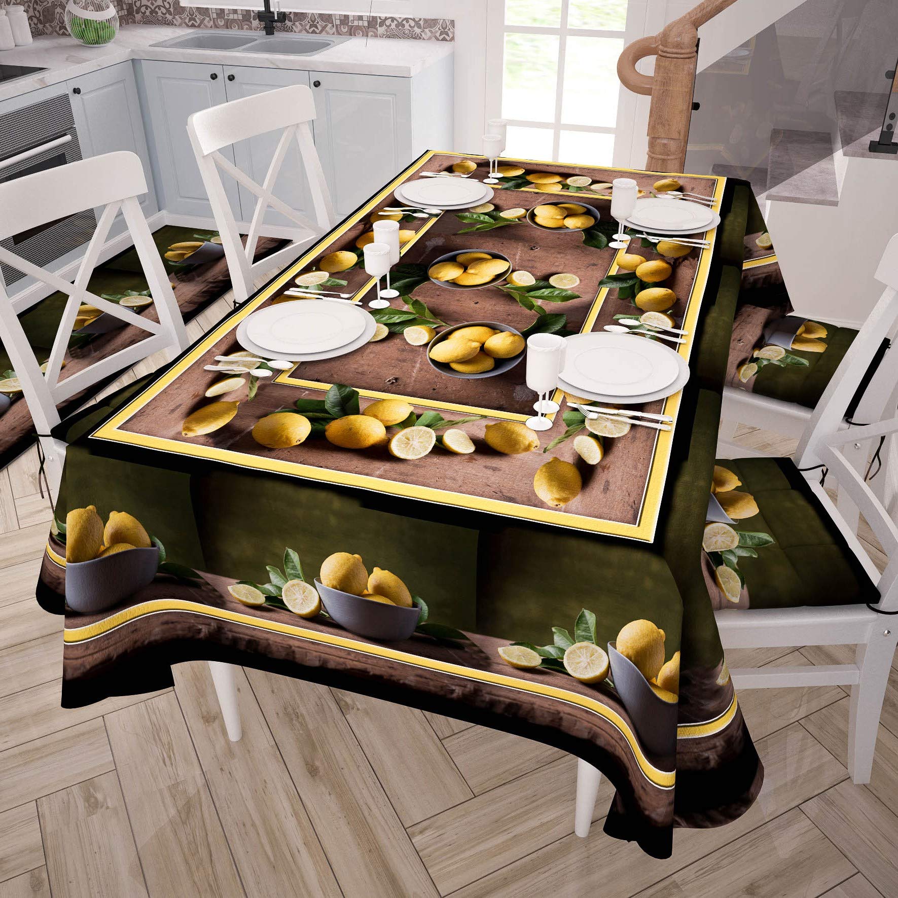 PETTI Artigiani Italiani Rectangular, Microfiber, Decorative Printed Table Cloth, 100% Made in Italy, Lemons, 140x240 - Image 2
