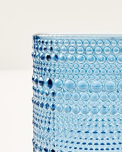Miniatura 2 de Lilly Pulitzer Vasos dobles a la antigua, juego de 2 vasos de cóctel, vasos bajos de 12 onzas, cristalería de hobnail de inspiración vintage, azul