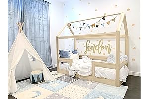 Twin Full or Queen House Bed with Railings Handmade in the USA