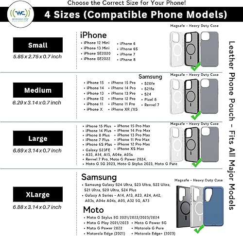Miniatura 5 de Wireless City Funda de cuero para teléfono celular con trabilla para cinturón, soporte horizontal para cinturón de teléfono para hombres, bolsa de