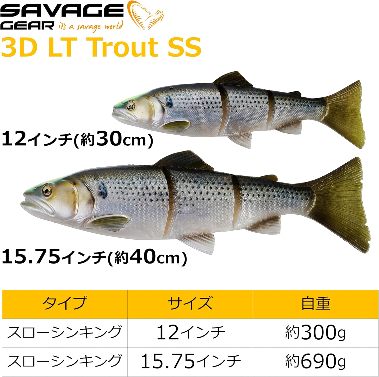 Savage Gear 3D Line Through Trout SS Various Bass Monster Fish Big Bait Giant Bait
