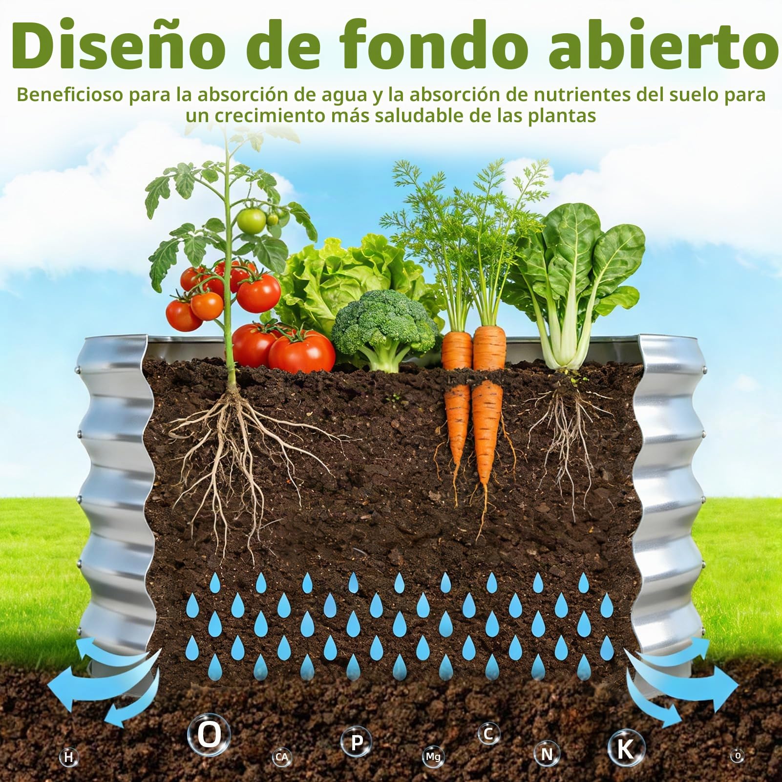 Bancal de jardín de Metal 90 x 90 x 43 cm, bancales elevados de Acero galvanizado para el jardín, bancal de huerto, bancal Elevado para Verduras, Hierbas, Flores, Plateado, Redondo