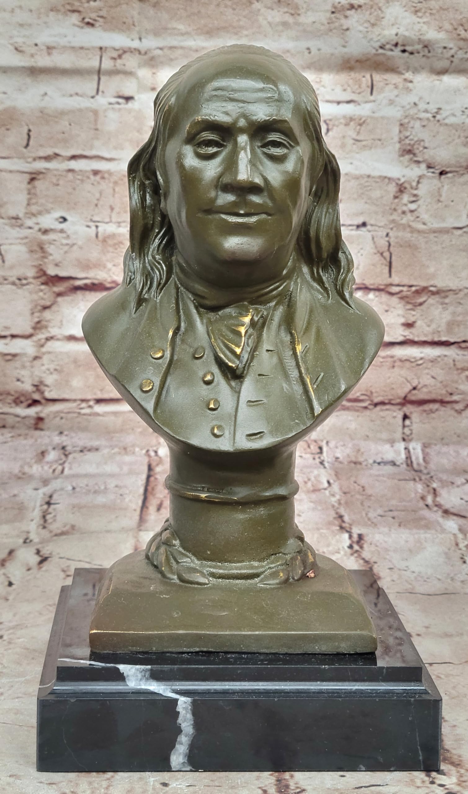 Signed Fisher Benjamin Franklin Bronze Statue USA Founding Father Home Office Art Artwork Gift Sale Decor by Think Bronze