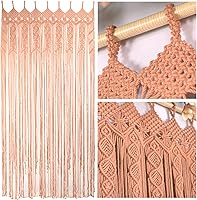 Vista 11 de Cortinas de Macramé para Puertas, Colgante de Pared de Macramé, Cortina de Puerta con Cuentas, Telón de Fondo Boho, Cuentas Colgantes para Puertas