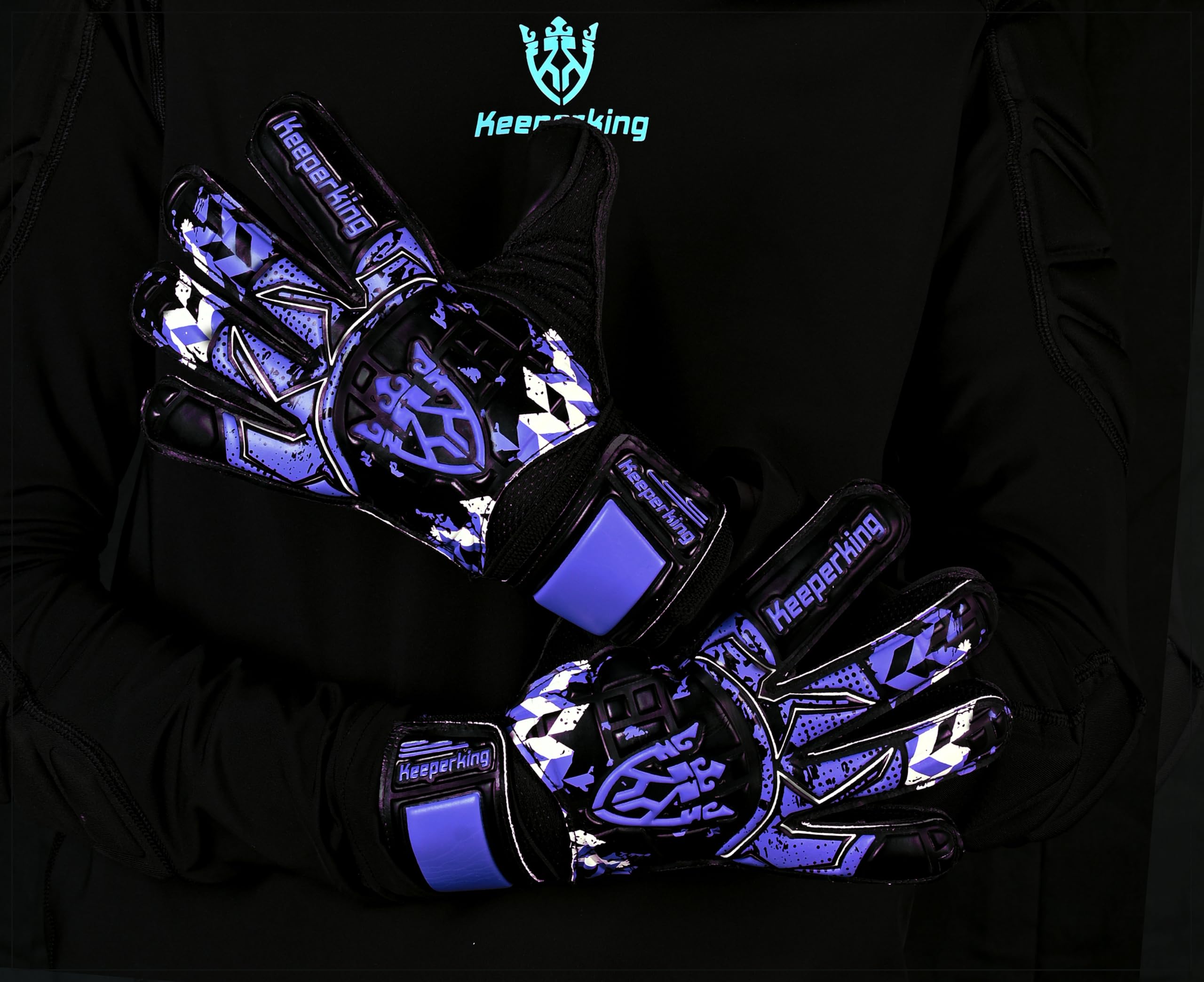 Keeperking Guanti da portiere per adulti, bambini, ragazzi, con e senza protezione per le dita, rimovibili, 4 mm, diverse dimensioni e colore unisex