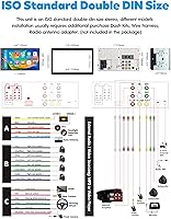 Vista 6 de Estéreo inalámbrico de doble DIN para automóvil con Apple Carplay, Android Auto - Pantalla TFT HD de 7 pulgadas, Bluetooth, subwoofer, Mirror Link