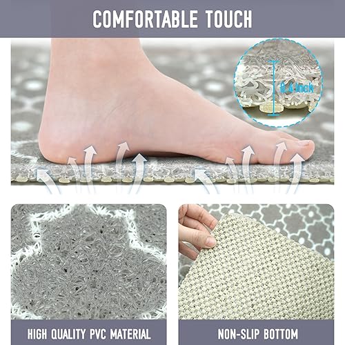 Miniatura 8 de Tapete de ducha cuadrado, 24 x 24 pulgadas, antideslizante, bohemio, tapete de ducha de cloruro de polivinilo de secado rápido para ducha, bañera y