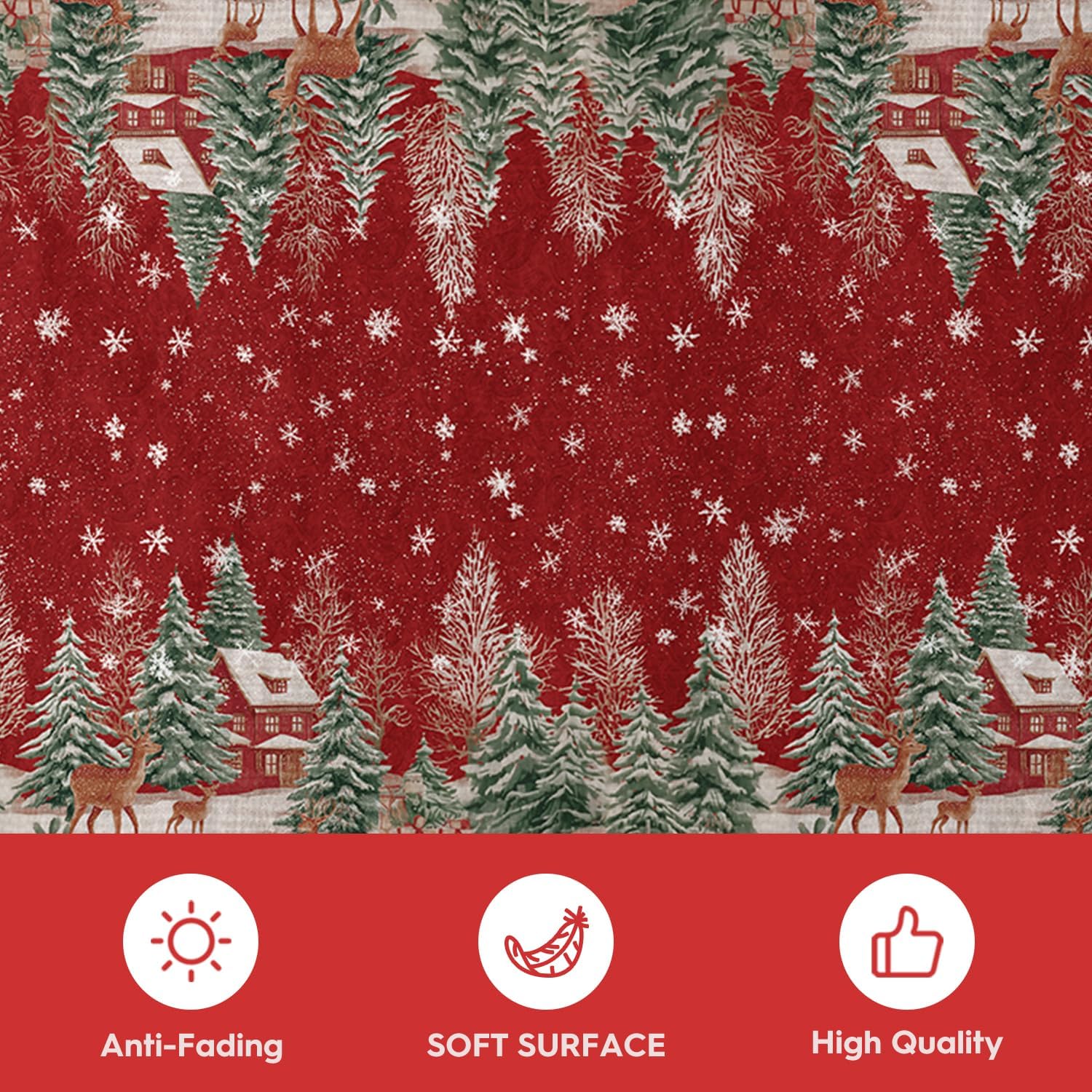 Artoid Mode Red Pine Tree Deer Christmas Door Mat, Winter Home Decor Low-Profile Non-Slip Washable Throw Rug for Kitchen Entryway Front Door Bedroom Bathroom 2x3 Feet