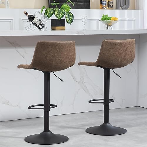 Miniatura 40 de Finnhomy Taburetes de bar modernos de piel sintética, juego de 2 taburetes de bar de altura de mostrador, taburetes de bar giratorios con reposapiés