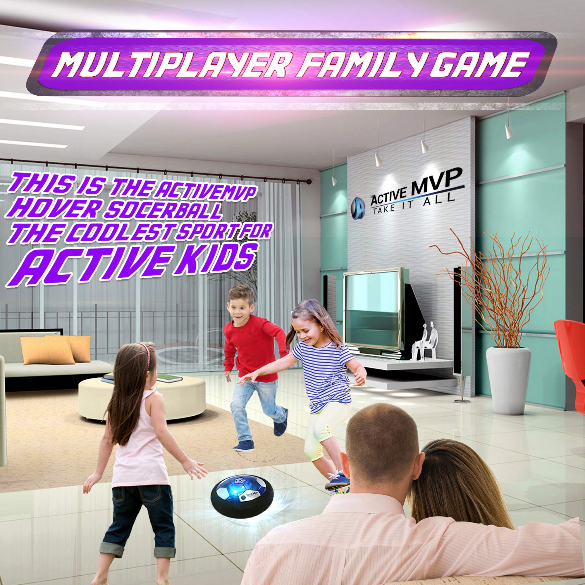 ActiveMVP Hover Soccer Ball for Kids – Rechargeable Light-Up Indoor Soccer Ball Toy, Birthday Gift for Boys Age 6-16, Indoor Games Toy for 6 7 8 9 10 11 12 13 14 15 16 Year Old Kids