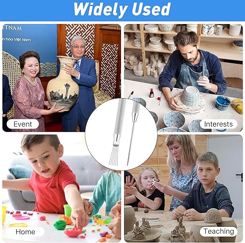 Miniatura 7 de Elesunory 30 herramientas de aguja de arcilla y herramientas de textura de alambre de plumas de cerámica, kits de herramientas de escultura de