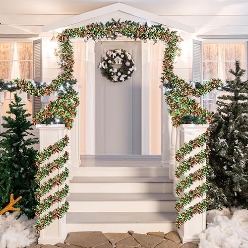 Miniatura 6 de Guirnalda de oropel de Navidad de 50 pies con torsión metálica brillante para decoración de árbol de Navidad, decoración de interiores y exteriores