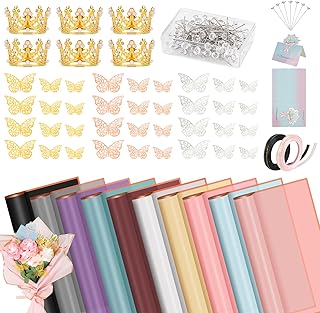 Hossmily 209 Pcs Flower Bouquet Wrapping Paper Waterproof Floral Wrapping Paper Florist Supplies with