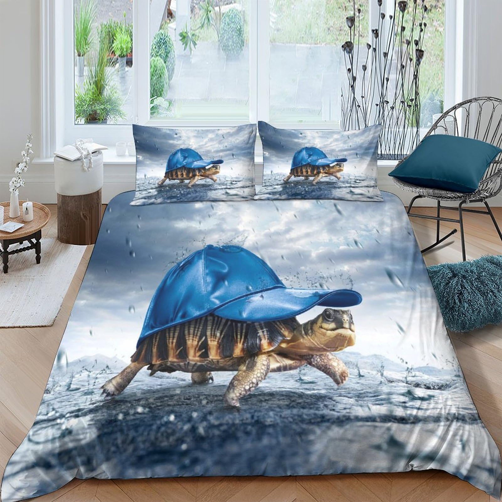 Funda nórdica de tortuga marina King 220x240 set de ropa de cama 3D infantil y juvenil