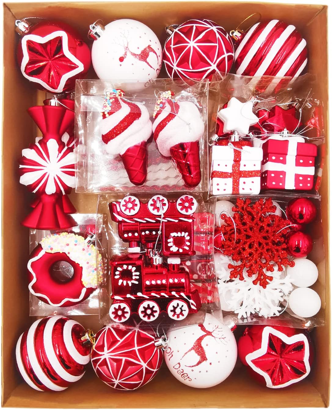 Christmas Tree Ball Ornaments Set, 70 ct Classical Red