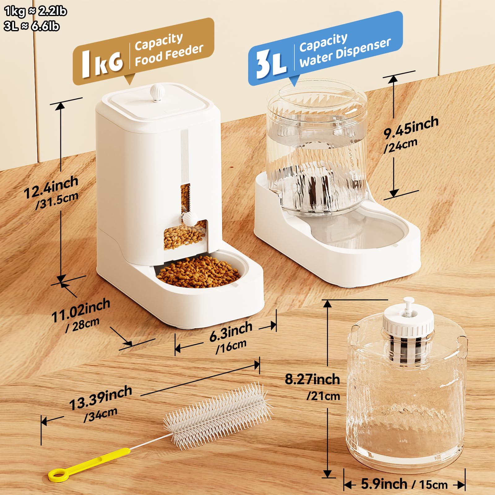 JUNSPOW Distributore automatico di ciotole per cani e gatti, dispenser regolabile per cibo e mantenere il cibo asciutto, alimentatore automatico per animali domestici e abbeveratoio per cani e gatti