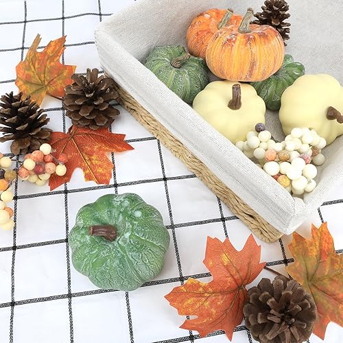 Miniatura 3 de 15 piezas de decoración de mini calabazas, calabazas de plástico, decoración de otoño para Halloween, Acción de Gracias, calabazas artificiales,