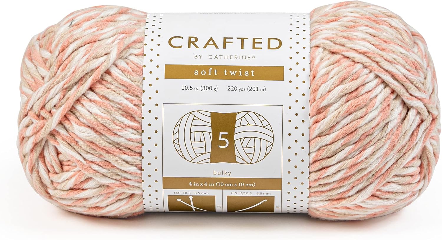 Crafted By Catherine Soft Twist Yarn - 2 Pack (220 Yards Each Skein), Blush, Gauge 5 Bulky