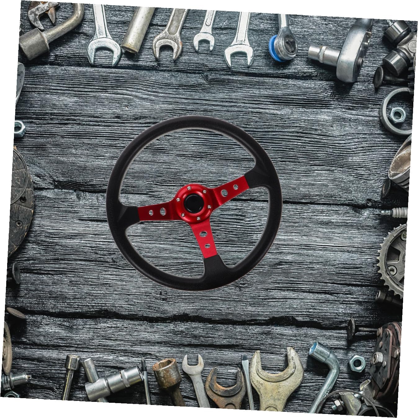 Dish Deep Racing Steering Wheel 14 Inch 350mm Red PU