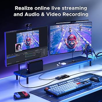 XIIXMASK Video Capture Card, Audio Video Capture Card, USB 3.0 Capture Card 4K HDMI Loop-Out, 1080P 60FPS/2K 30FPS Video Game Capture for Streaming Works for PS5/Switch/Camera/PC/OBS(Black)