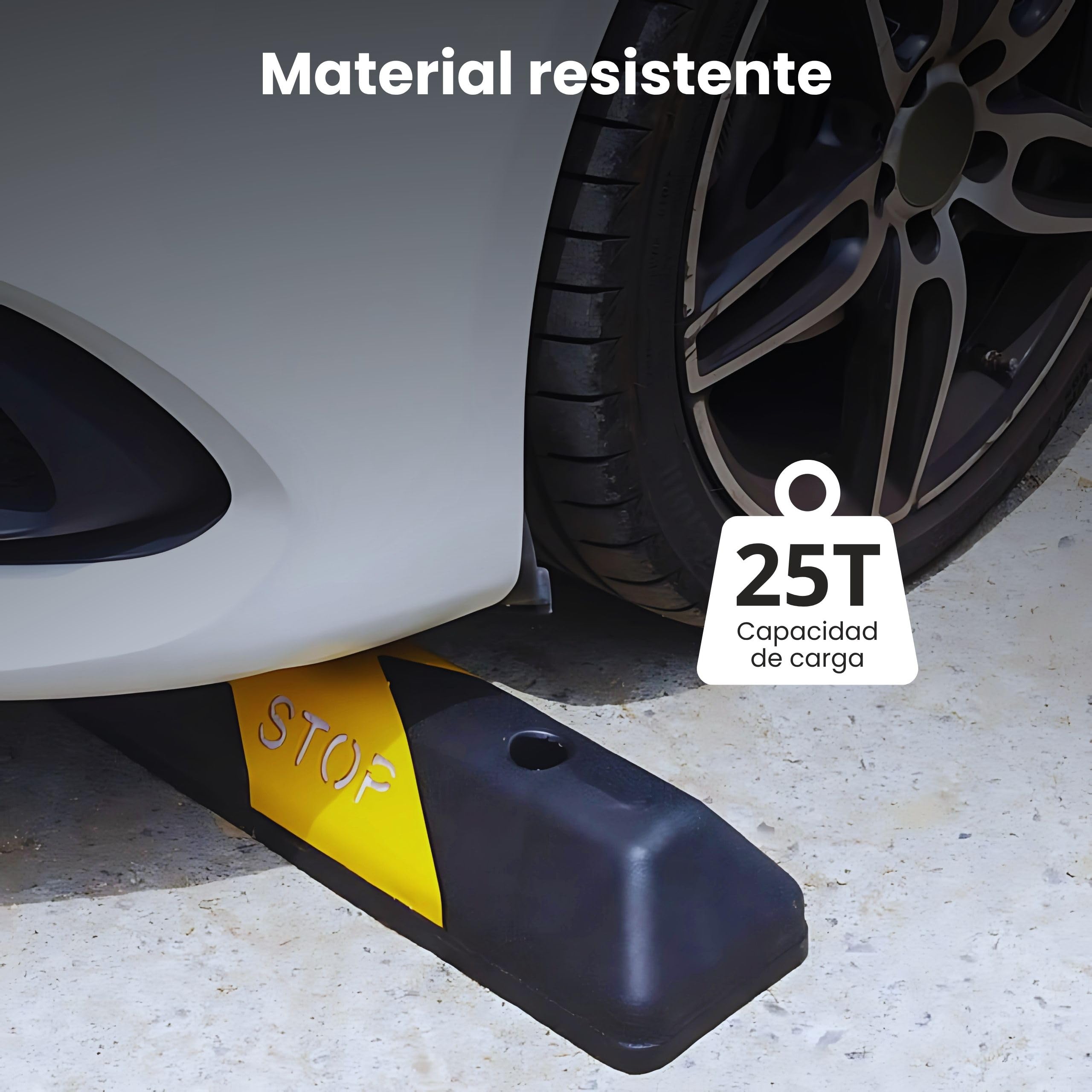 PARKING FACIL | Tope de Estacionamiento de PPC de 60 cm | Color: Negro-Amarillo | Tornillería Incluida
