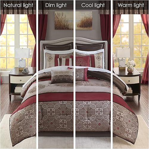 Miniatura 2 de Madison Park Essentials - Juego de edredón de 24 piezas para habitación en bolsa con jacquard satinado ropa de cama de lujo para todas las Delaney,