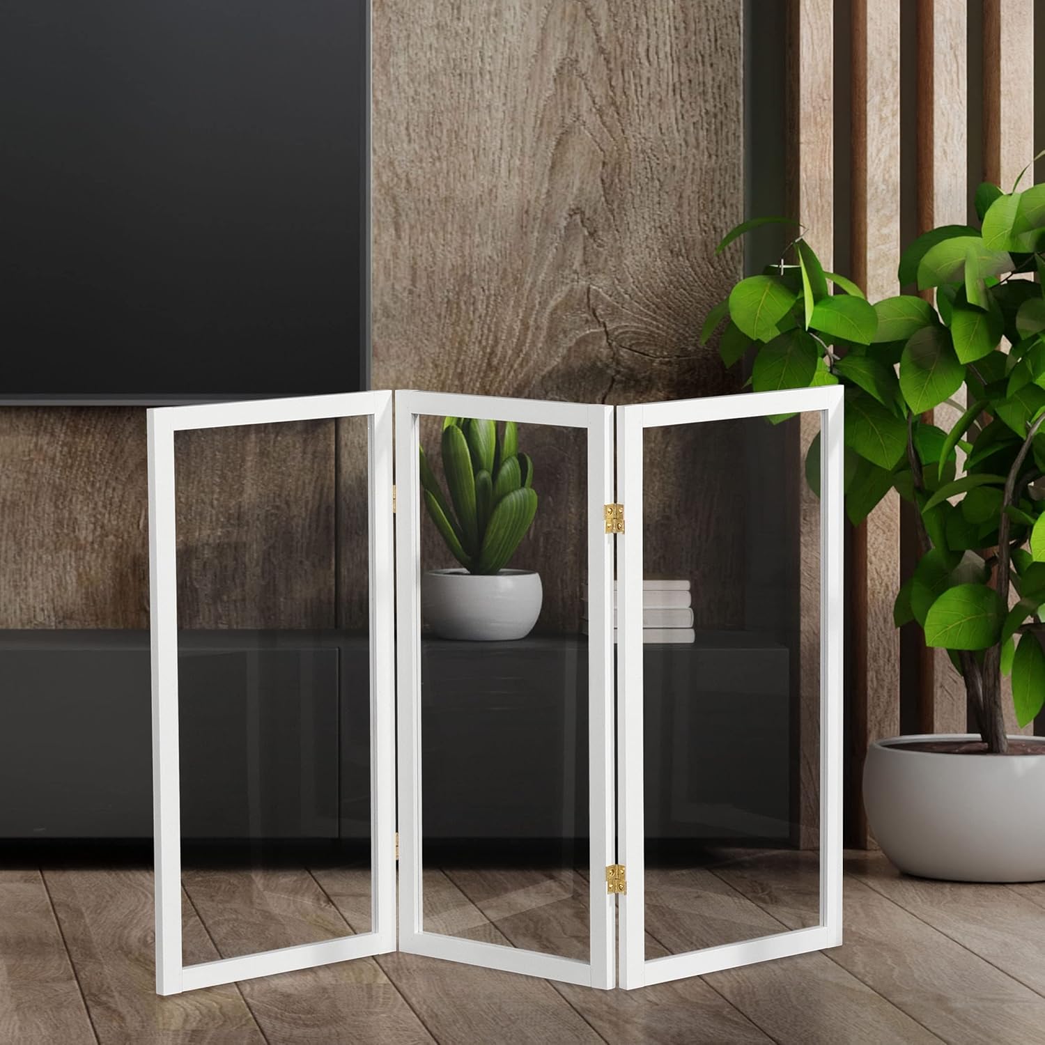 3 ft. Short Clear Plastic Partition White 3 Panel