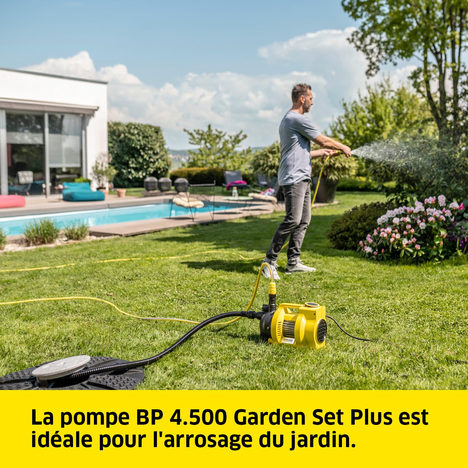 Pompe d'Arrosage Kärcher Bp 4,500 Garden Set Plus, Moteur 550 W, Débit de 4 500 L/H, 3,6 Bar, HautEUr Manométrique Totale 36 M, HautEUr D’Aspiration Max, 8 m