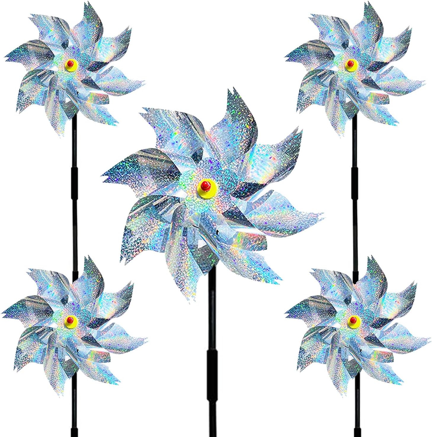 5 Pack Pinwheels for Yard and Garden,Reflective Pinwheels Bird Deterrents Pinwheels