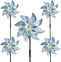 Vista 9 de Paquete de 5 molinetes para patio y jardín, molinetes reflectantes para disuasión de aves, molinetes para exteriores, molinetes para exteriores