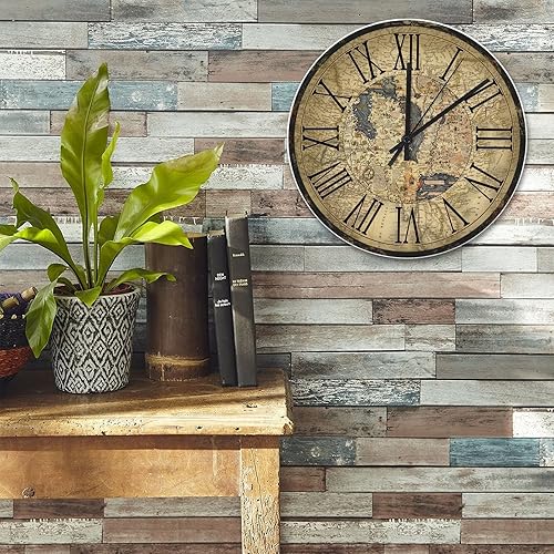 Miniatura 6 de Reloj de pared clásico retro con mapa del mundo, reloj de cocina vintage, reloj de pared de viaje con mapa del mundo, funciona con pilas, silencioso