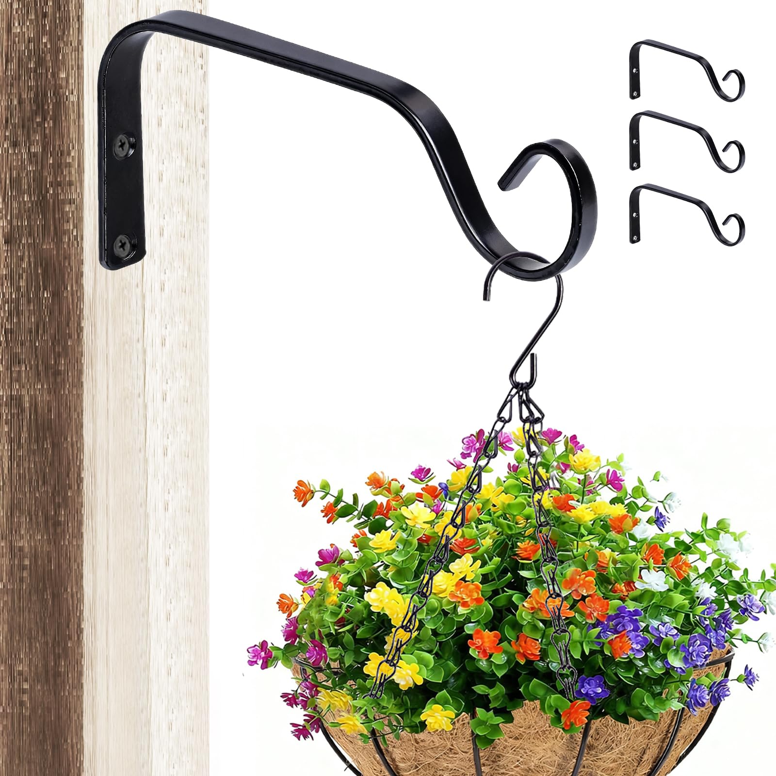 SDLDEER Hanging Basket Bracket, 3 Pack 15.2cm Hanging Basket Brackets Outdoor Wall Hooks, Rust-Proof Garden Plant Hanger Hooks Suitable for Flower Brackets, Lanterns, Bird Feeders, Wind Chimes