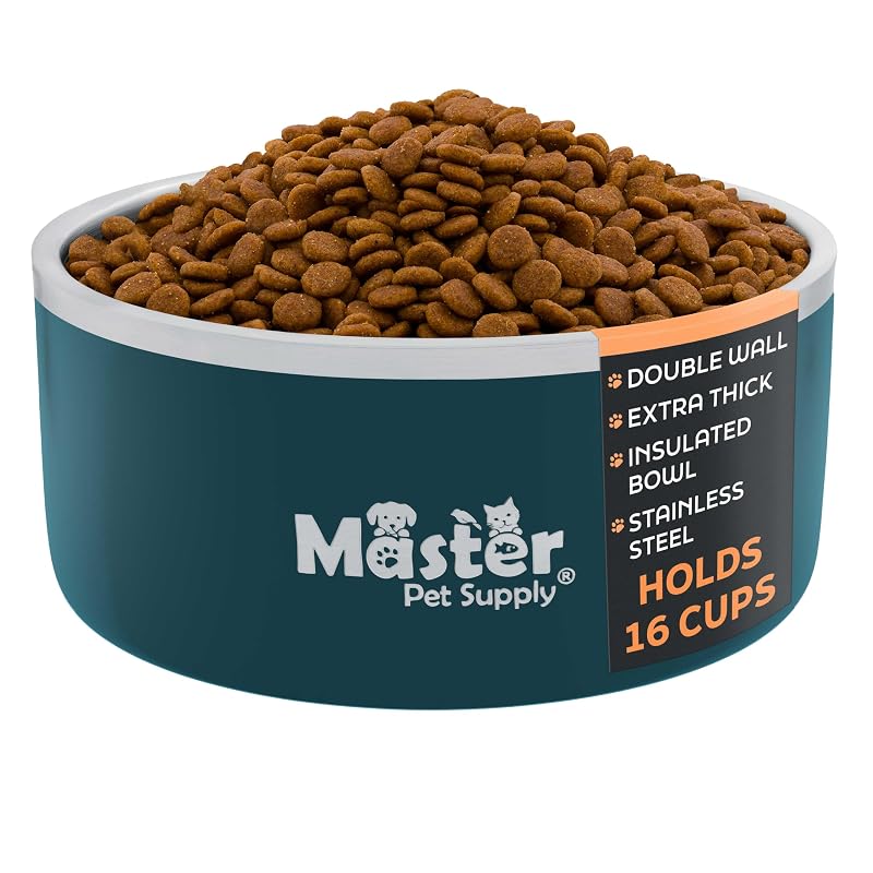 Tigela de viagem para cães em aço inoxidável com base antiderrapante Master Pet Supply Emerald Sea, 3,84 L